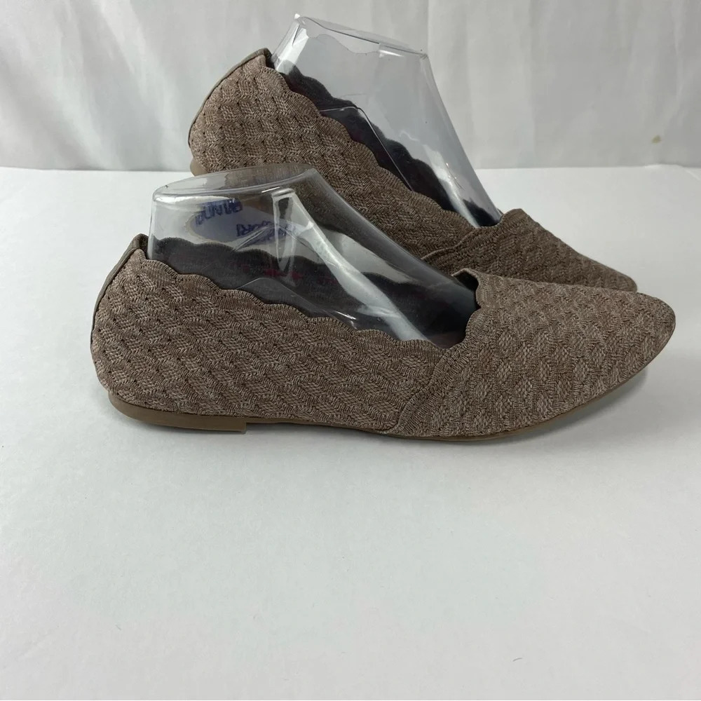 Skechers Womens 10 Cleo Honeycom Stretch Fit Flat Dark Taupe Beige Slip On Shoes